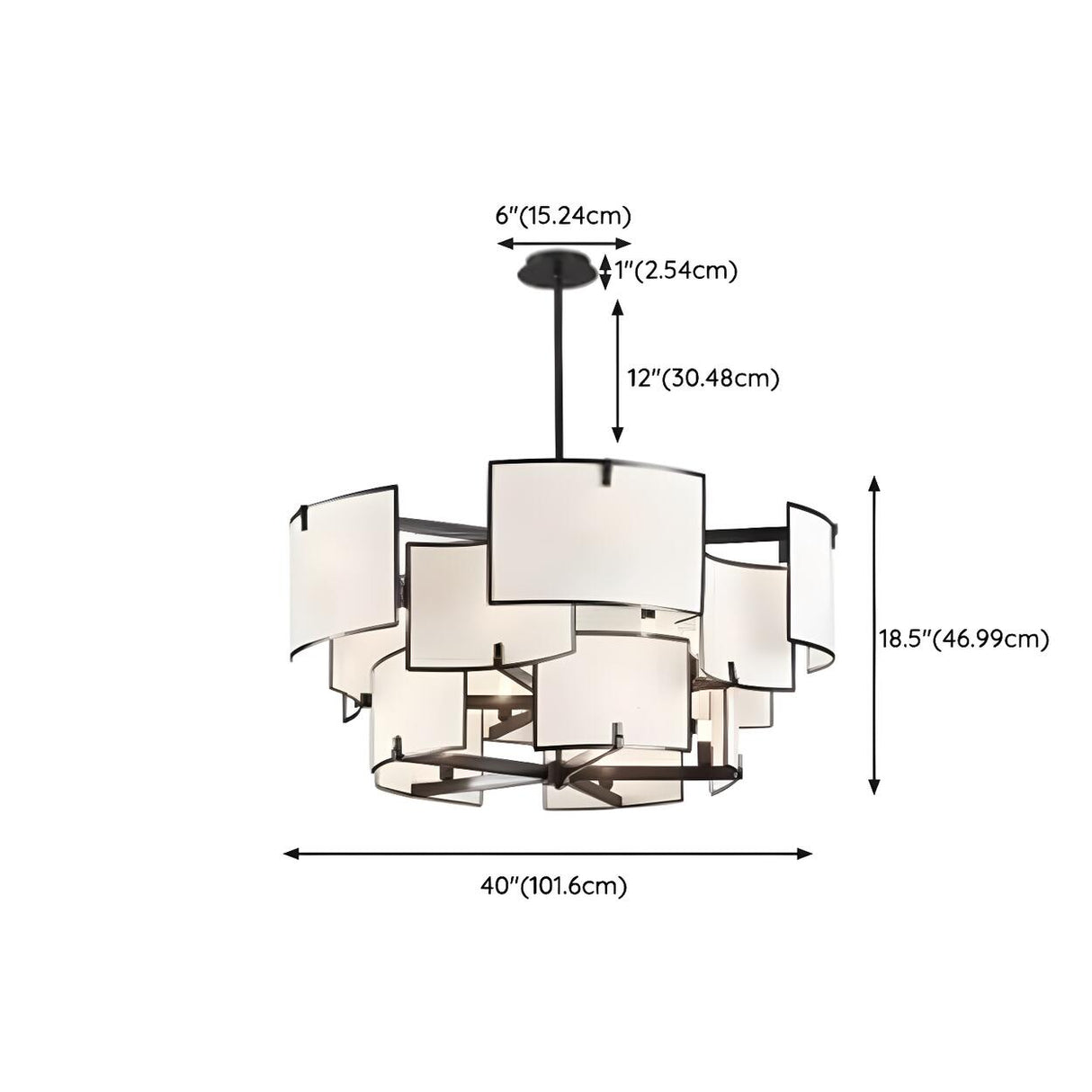 White Modern Geometric Square Chandelier  Image - 17