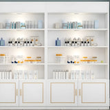 White Modern Rectangle Wood Open Display Large Cabinet Image - 6