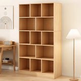 White Modish Vertical Wood Rectangular Storage Bookcase Image - 13