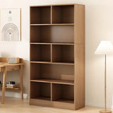 White Modish Vertical Wood Rectangular Storage Bookcase Image - 14