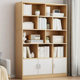 White Modish Vertical Wood Rectangular Storage Bookcase Image - 19