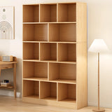 White Modish Vertical Wood Rectangular Storage Bookcase Image - 2