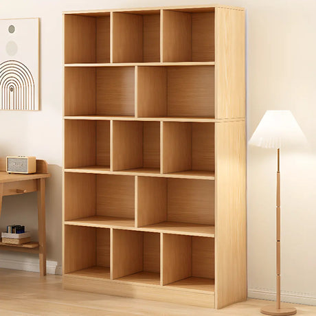 White Modish Vertical Wood Rectangular Storage Bookcase Image - 2