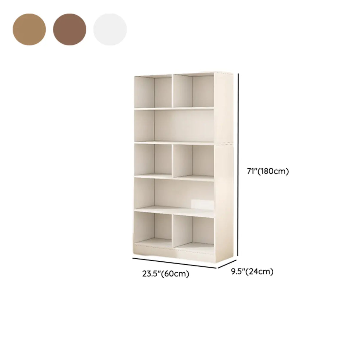 White Modish Vertical Wood Rectangular Storage Bookcase 