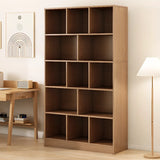 White Modish Vertical Wood Rectangular Storage Bookcase Image - 3