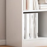 White Modish Vertical Wood Rectangular Storage Bookcase Image - 8