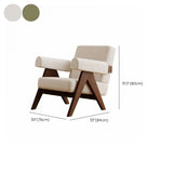 White Mohair Fixed Back Oak Wood Frame Arm Chair #size