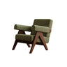 White Mohair Fixed Back Oak Wood Frame Arm Chair Image - 3