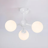 White Molecular Glass Semi-Flush Mount Light 3-Light Image - 2