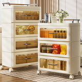 White Movable Kids Nightstand with Drawers and Casters Image - 1