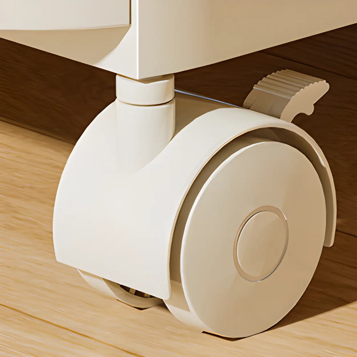 White Movable Kids Nightstand with Drawers and Casters Image - 13