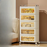 White Movable Kids Nightstand with Drawers and Casters Image - 15