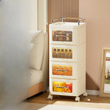 White Movable Kids Nightstand with Drawers and Casters Image - 18