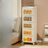 White Movable Kids Nightstand with Drawers and Casters Image - 20