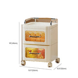 White Movable Kids Nightstand with Drawers and Casters Image - 25