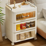 White Movable Kids Nightstand with Drawers and Casters Image - 5