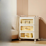 White Movable Kids Nightstand with Drawers and Casters Image - 8