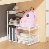 White Movable Metal Frame Utility Cart with Shelves Image - 14