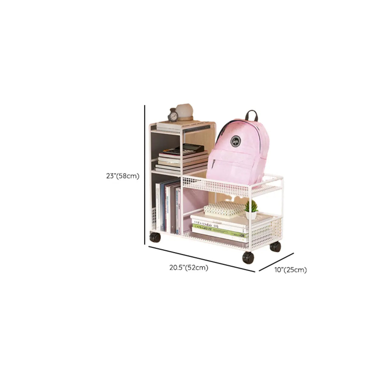 White Movable Metal Frame Utility Cart with Shelves Image - 20