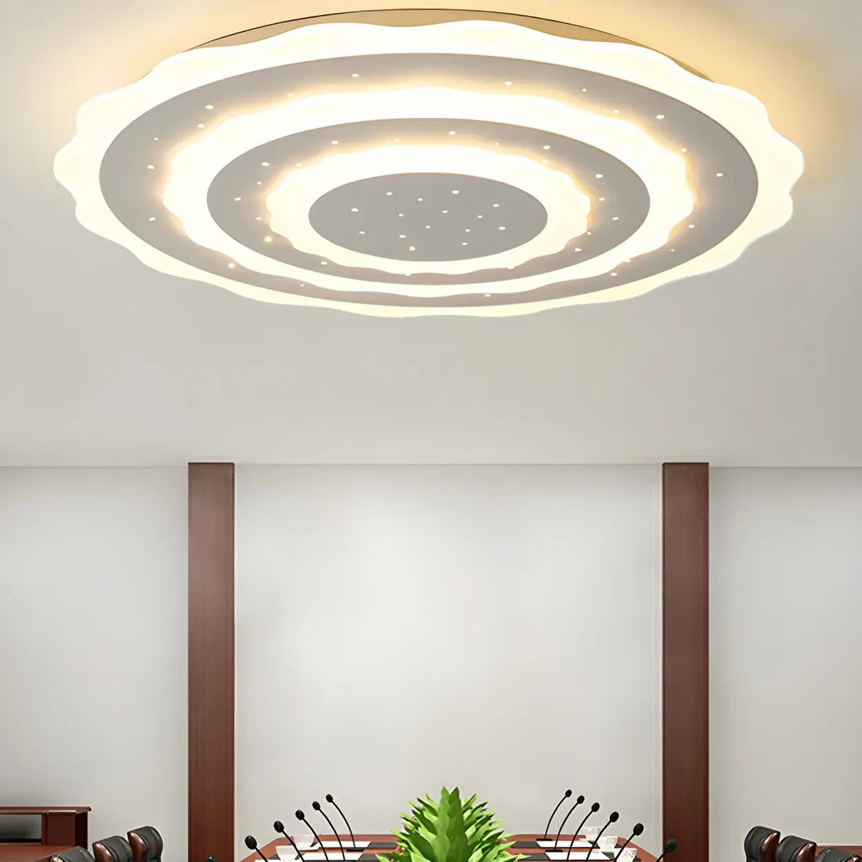White Multi-Layer Circle LED Flush Mount Ceiling Light Image - 13