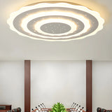 White Multi-Layer Circle LED Flush Mount Ceiling Light Image - 13