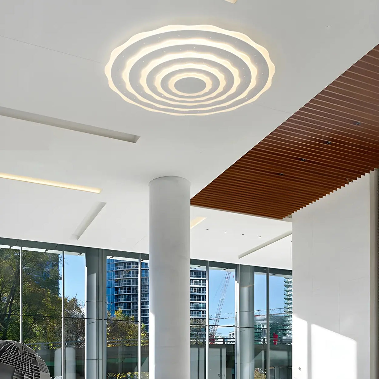 White Multi-Layer Circle LED Flush Mount Ceiling Light Image - 16