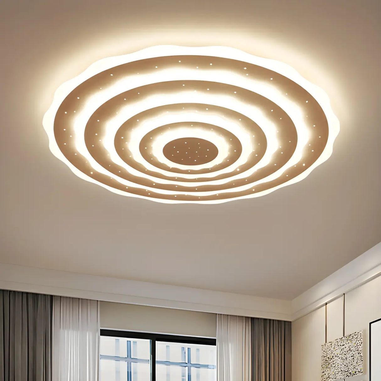 White Multi-Layer Circle LED Flush Mount Ceiling Light Image - 3