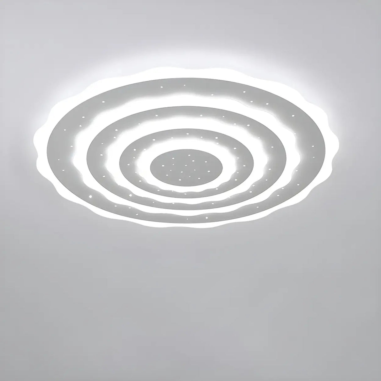 White Multi-Layer Circle LED Flush Mount Ceiling Light Image - 8