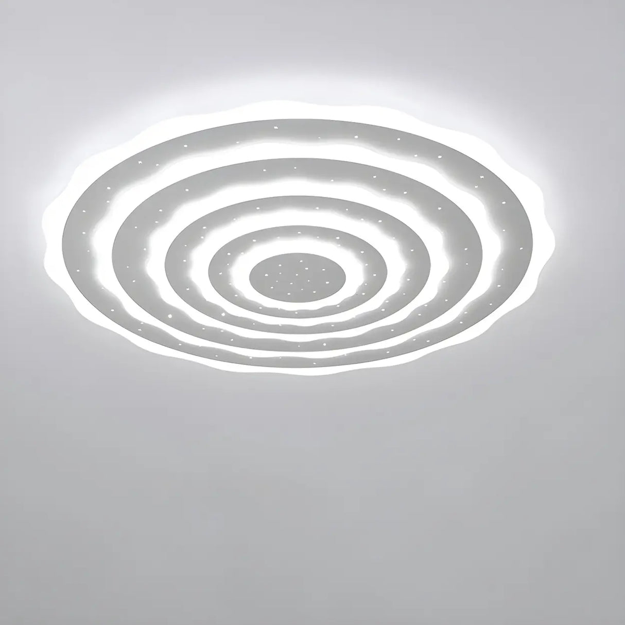 White Multi-Layer Circle LED Flush Mount Ceiling Light Image - 9