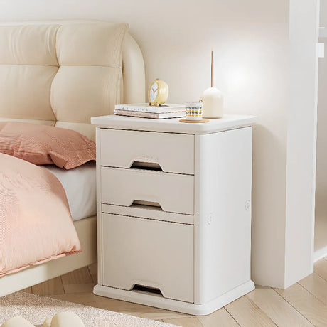 White Narrow Length Kids Nightstand with Drawers Image - 1