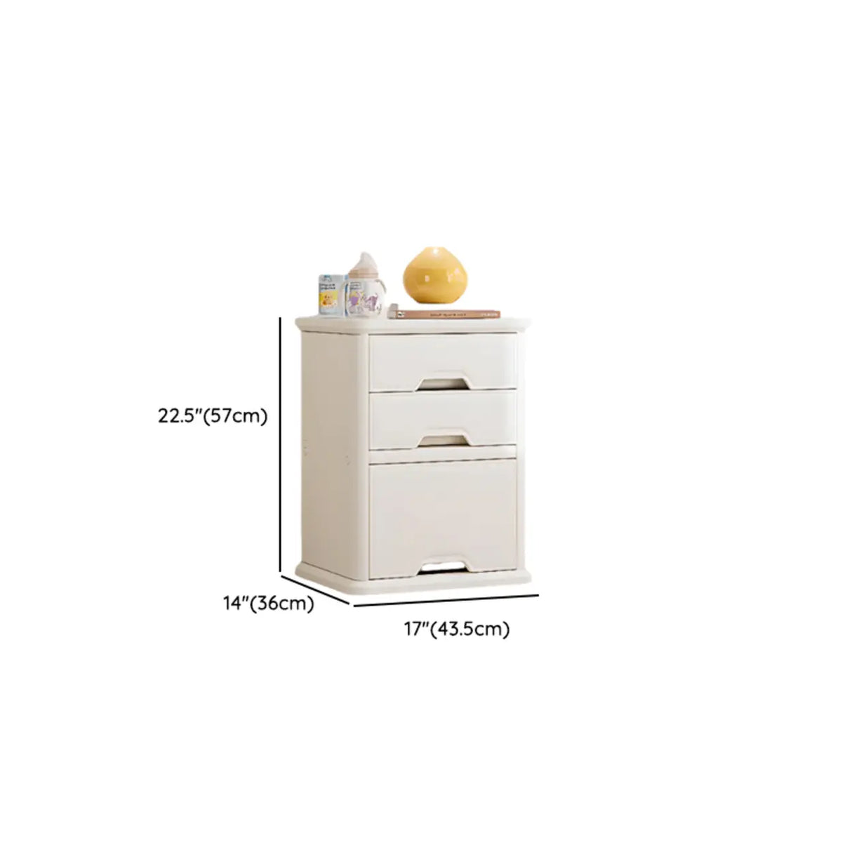 White Narrow Length Kids Nightstand with Drawers 