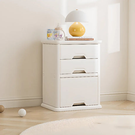 White Narrow Length Kids Nightstand with Drawers Image - 2