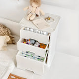 White Narrow Length Kids Nightstand with Drawers Image - 4