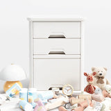 White Narrow Length Kids Nightstand with Drawers Image - 6