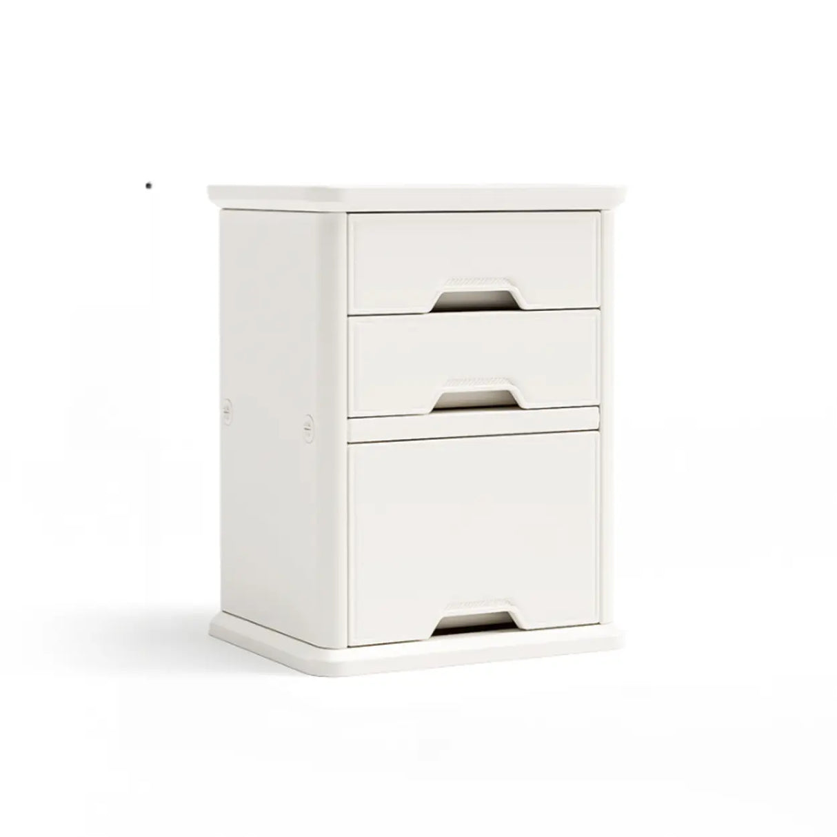 White Narrow Length Kids Nightstand with Drawers Image - 7