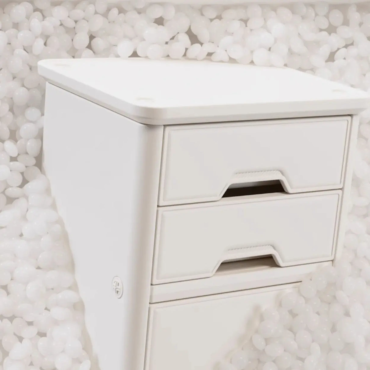 White Narrow Length Kids Nightstand with Drawers Image - 9