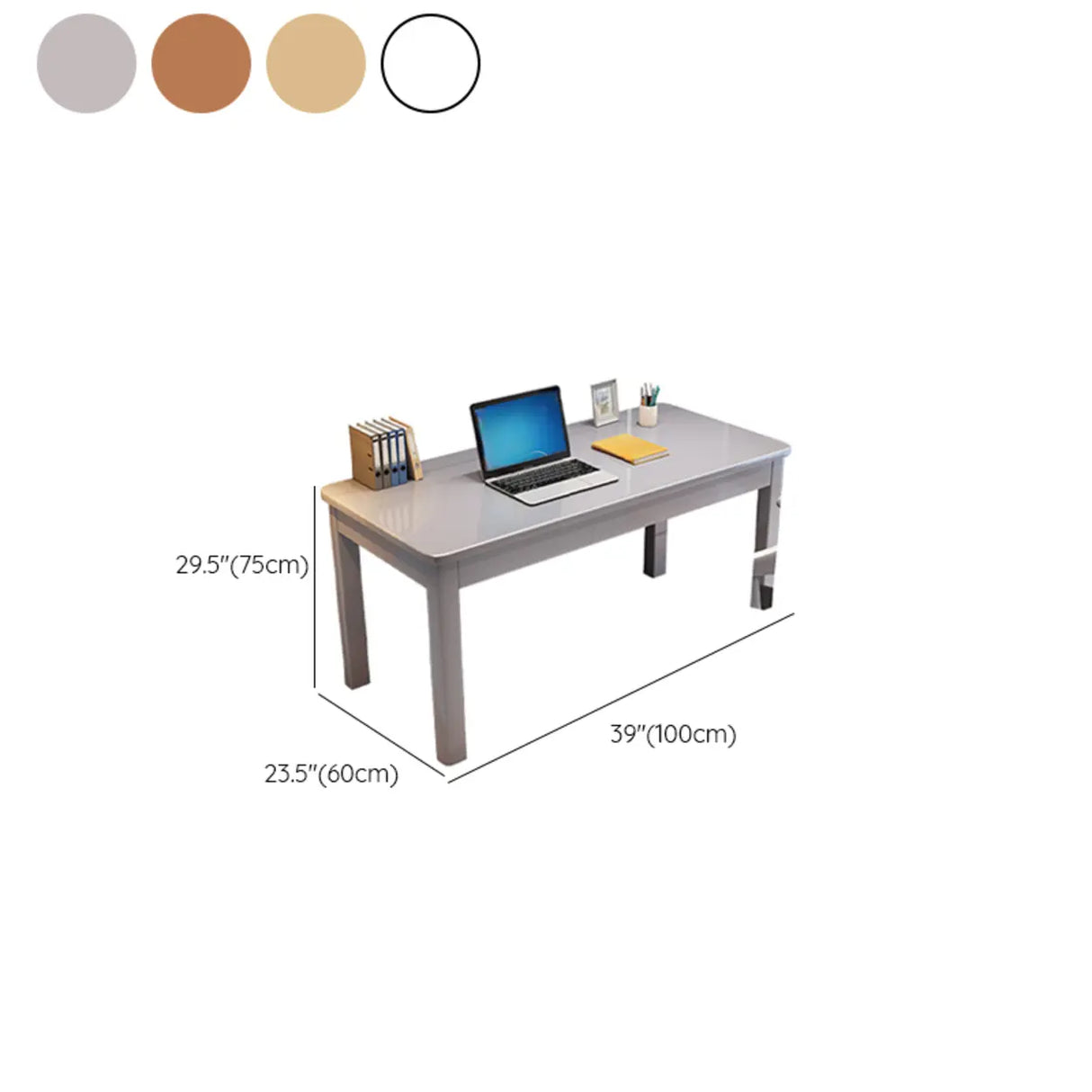 White Natural Standard Wooden Writing Desk Image - 15