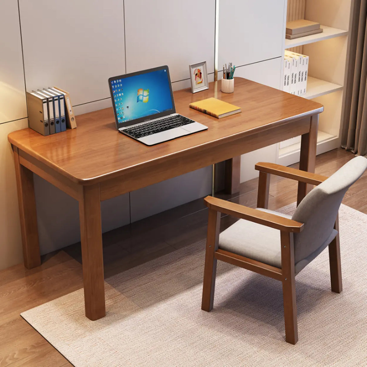 White Natural Standard Wooden Writing Desk Image - 4
