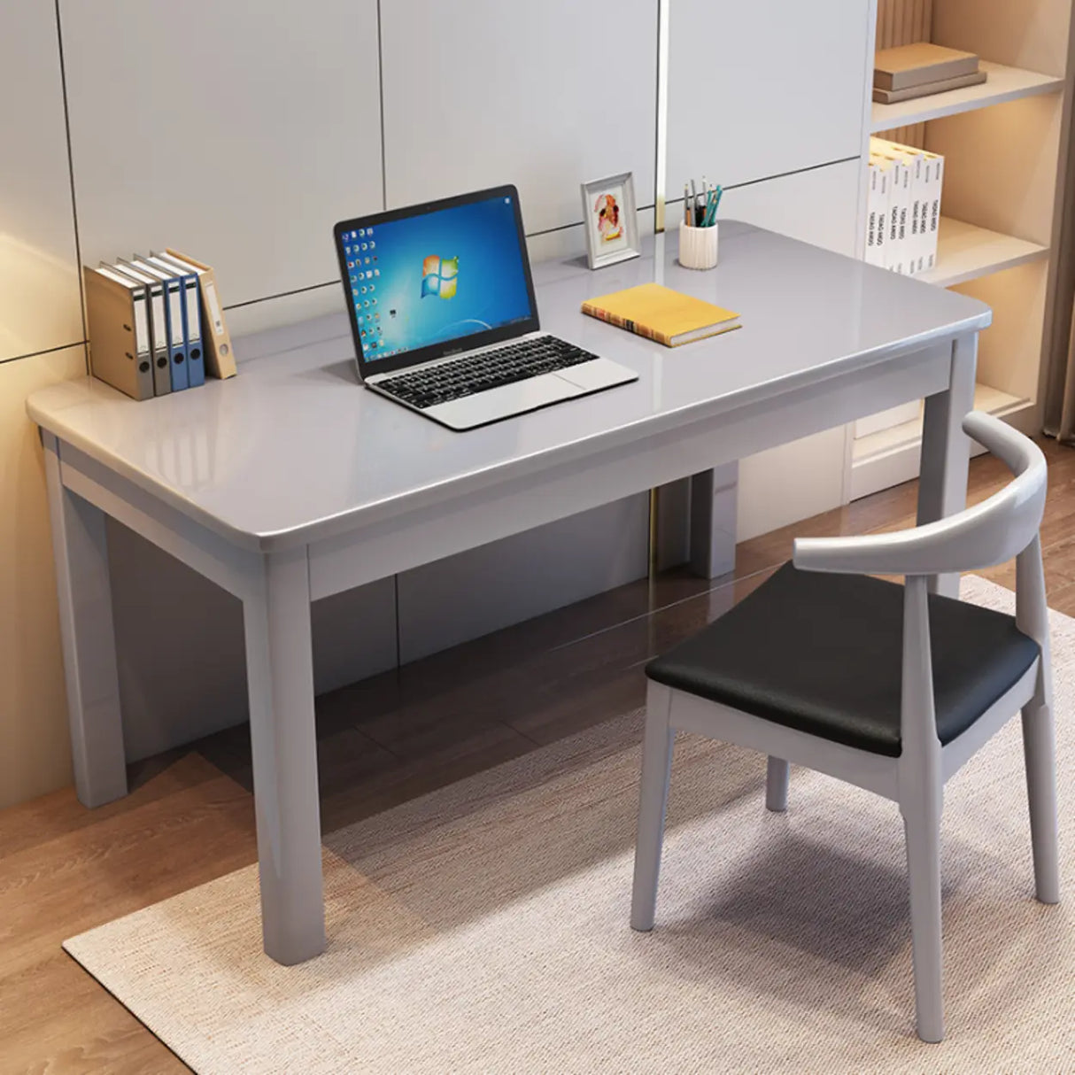 White Natural Standard Wooden Writing Desk Image - 6