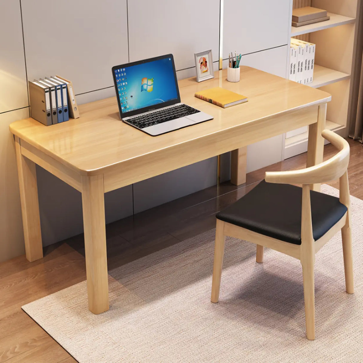 White Natural Standard Wooden Writing Desk Image - 8