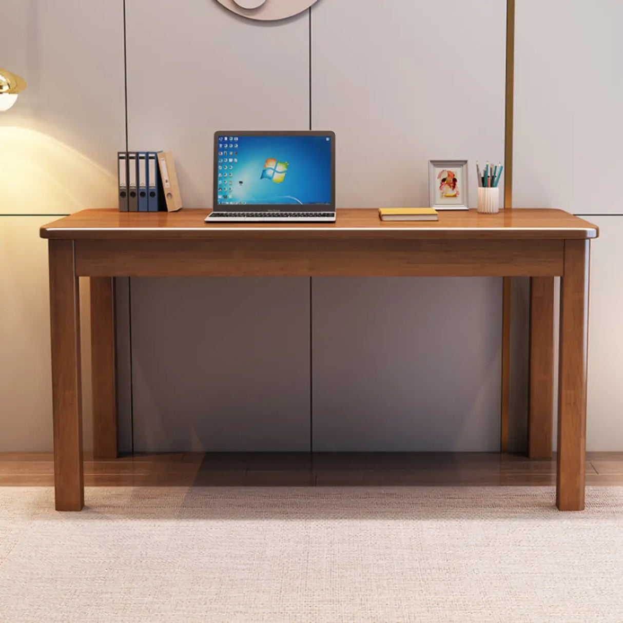 White Natural Standard Wooden Writing Desk Image - 9