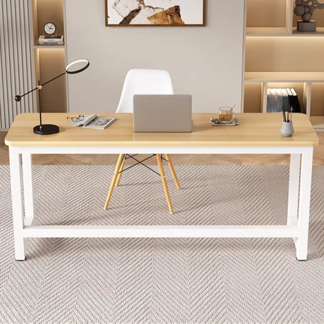 White Natural Wooden Writing Desk Image - 2
