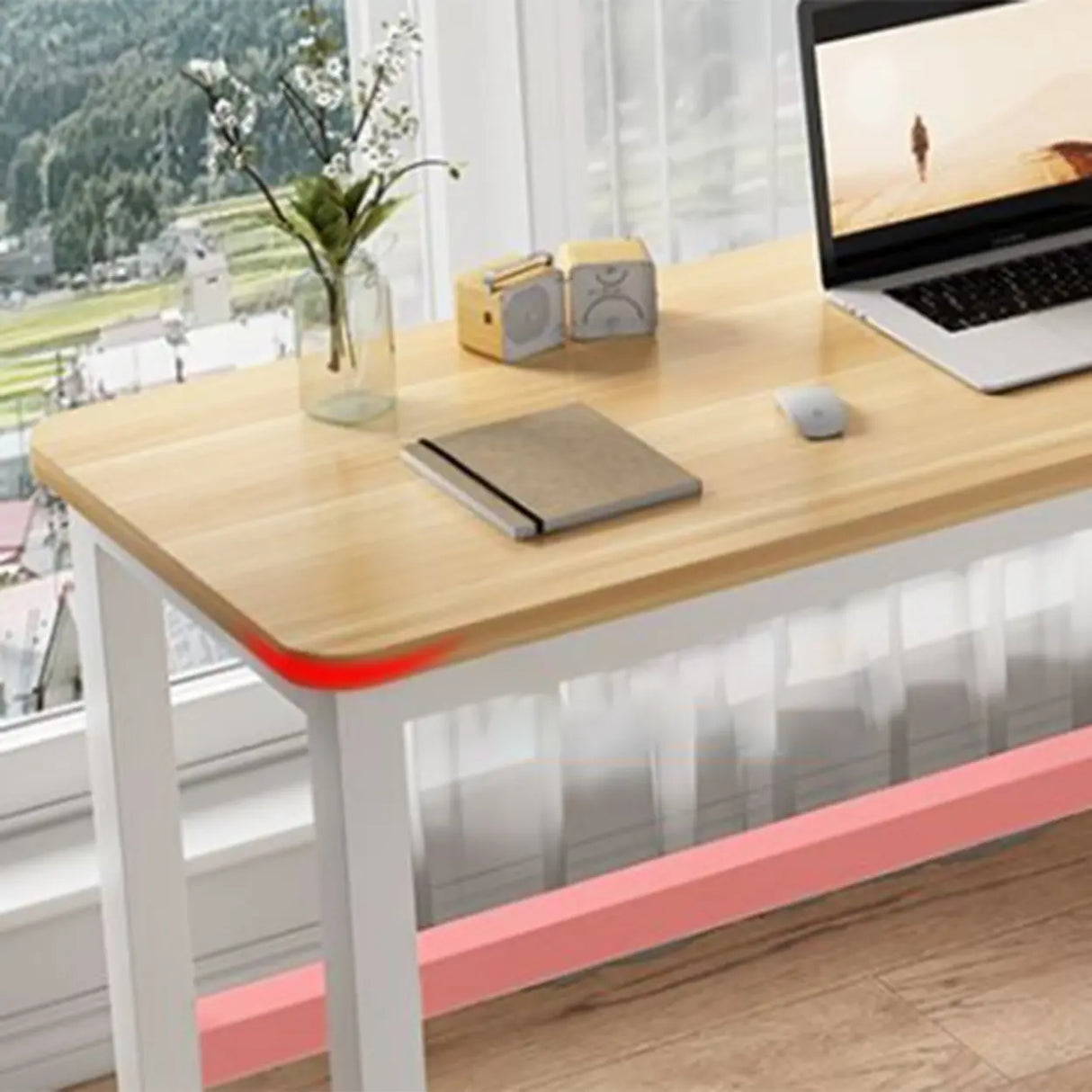 White Natural Wooden Writing Desk Image - 5