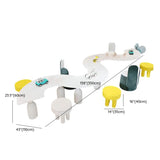 White Novelty Wavy Wood Toddler Play Table Chair Set #size