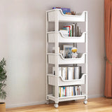 White Open Shelves Polymer Vertical Rolling Bookcase Image - 2