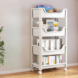 White Open Shelves Polymer Vertical Rolling Bookcase Image - 3