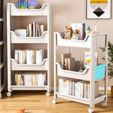 White Open Shelves Polymer Vertical Rolling Bookcase Image - 4