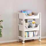 White Open Shelves Polymer Vertical Rolling Bookcase Image - 5