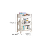 White Open Shelves Polymer Vertical Rolling Bookcase #size