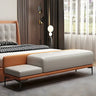 White Orange Faux Leather Upholstered Bedroom Bench Image - 3